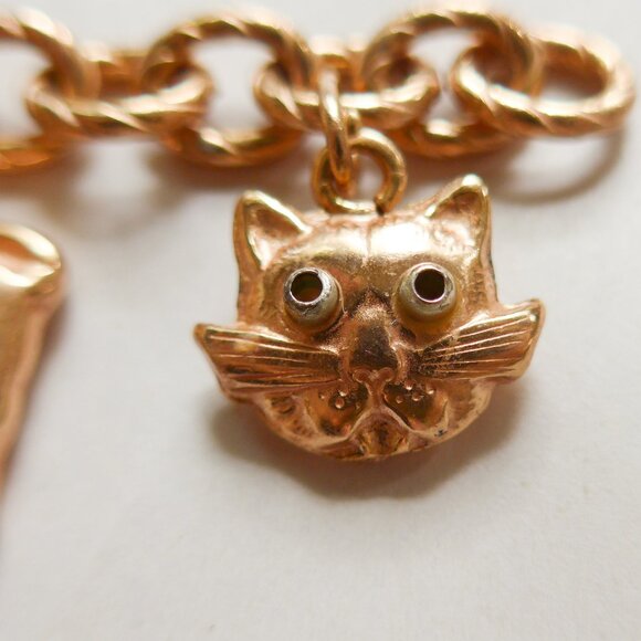 Gold Tone Cat Charm Bracelet - Picture 12 of 14